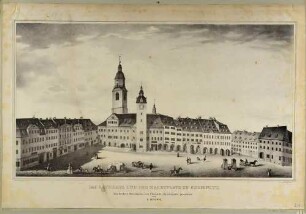 Der Marktplatz mit dem Alten Rathaus und dem Turm der Jacobikirche in Chemnitz