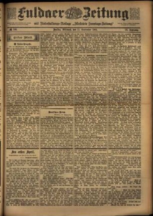 Erste Ausgabe vom Mittwoch, den 11. September 1901.
