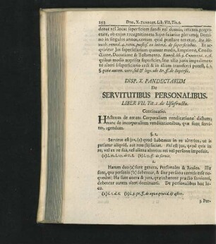 Disp. X. De Servitutibus Personalibus.
