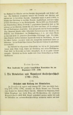 Dritte Periode. Vom Ausbruche der großen französischen Revolution bis zur Gegenwart 1789-1888