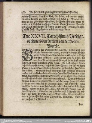 Die XXVII. Catechismus-Predigt, vorstellend den Articul von der Höllen