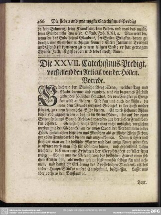 Die XXVII. Catechismus-Predigt, vorstellend den Articul von der Höllen