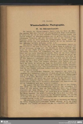 VIII. Abschnitt - Wissenschaftliche Photographie