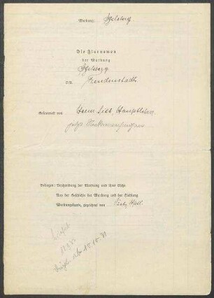 2 Fragebogen und Karte Igelsberg, OA Freudenstadt