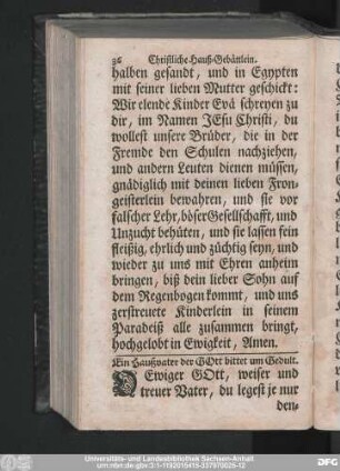Ein Haußvater der Gott bittet um Geduld.