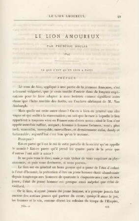 Le Lion Amoureux Par Frédéric Soulié