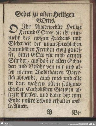 Gebet zu allen Heiligen Gottes