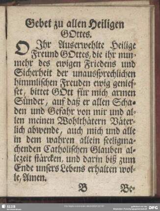 Gebet zu allen Heiligen Gottes