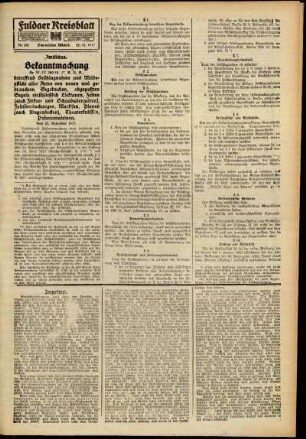 Zweite Ausgabe vom Samstag, den 22. Dezember 1917.
