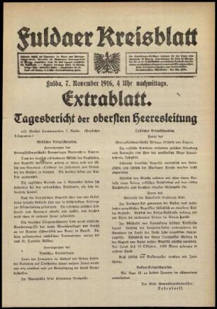 Ausgabe vom Dienstag, den 07. November 1916.