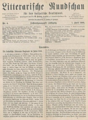 105-110 Die katholische Litteratur Englands im Jahre 1899