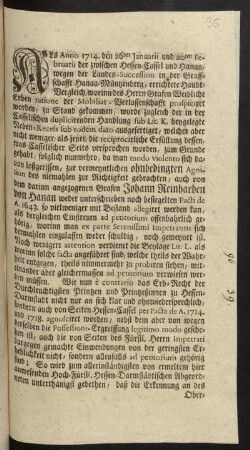 In Judicial-Sachen Des Herrn Erb-Printzens Landgraf Ludwigs zu Hessen-Darmstadt Hoch-Fürstl. Durchl. Contra Ihro Hoch-Fürstl. Durchl. Herrn Landgraf Wilhelm zu Hessen-Cassel