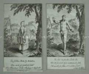 Illustrationen (Blatt 1 und 2 von 12 Blättern) zu der Operette "Der Deserteur " von Michel-Jean Sedaine.