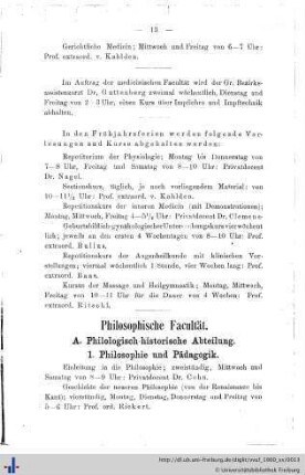 Philosophische Facultät.