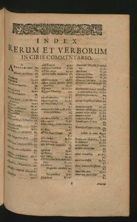 Index Rerum Et Verborum In Ciris Commentario.