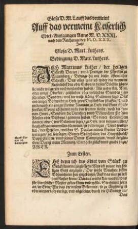 Auff das vermeint Keiserlich Edict ...