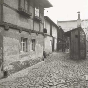 Dresden-Plauen, Hofmühlenstraße 59/61. Bauernhof (2. H. 18. Jh.), Seitengebäude und Nebengbäude