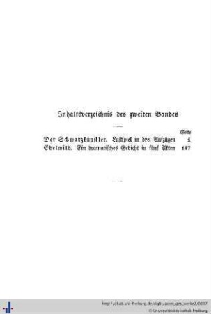 Inhaltsverzeichnis des zweiten Bandes.