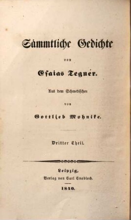 Sämmtliche Gedichte, 3. Die Frithjofs Sage