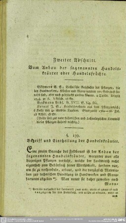 Zweiter Abschnitt. Vom Anbau der sogenannten Handelskräuter oder Handelsfrüchte