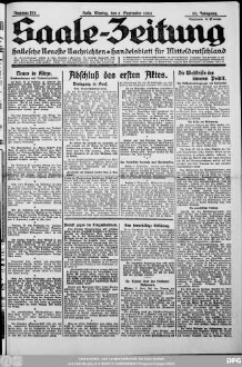 Saale-Zeitung : allgemeine Zeitung für Mitteldeutschland ; Hallesche neueste Nachrichten