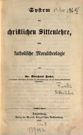 System der christlichen Sittenlehre, oder katholische Moraltheologie