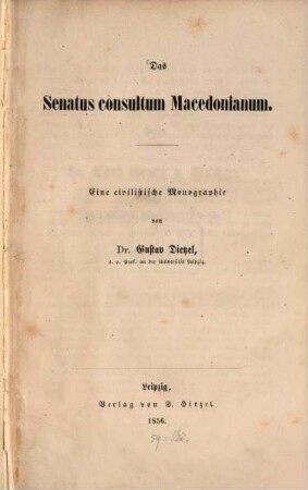 Das Senatus consultum Macedonianum : eine civilistische Monographie