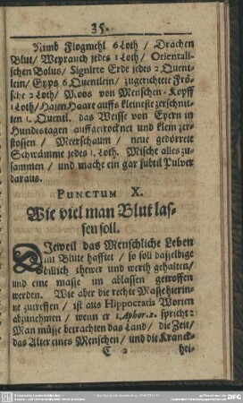 Punctum X. Wie viel man Blut lassen soll