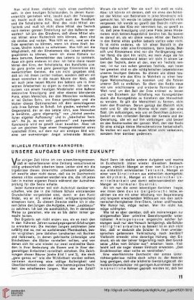 N.F. 11.1931: Unsere Aufgabe und ihre Zukunft