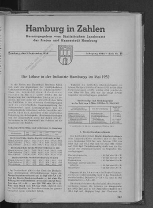 Die Löhne in der Industrie Hamburgs im Mai 1952