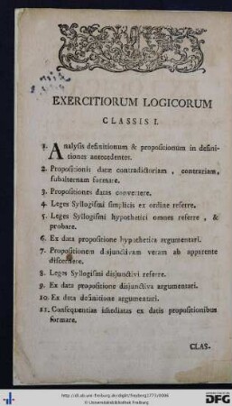 Exercitiorum Logicorum Class. I - V.