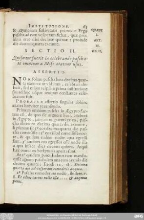 Sectio II. Quisnam fuerit in celebrando paschate omnium a Mose aetatum usus.