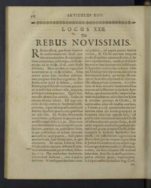 Locus XXII. De rebus novissimis.