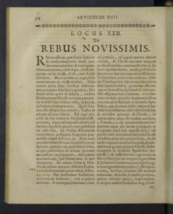 Locus XXII. De rebus novissimis.