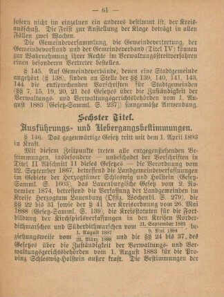 Sechster Titel. Ausführungs- und Uebergangsbestimmungen