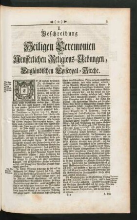 I. Beschreibung Der Heiligen Ceremonien Und Aeusserlichen Religions-Uebungen, In der Engländischen Episcopal-Kirche