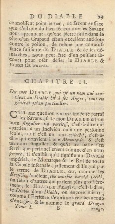 Chapitre II. Du mot DIABLE, qui est un nom qui convient du Diable & à ses Anges, tant en général qu'en particulier