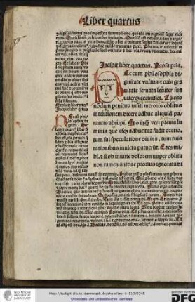 Incipit liber quartus, prosa prima.