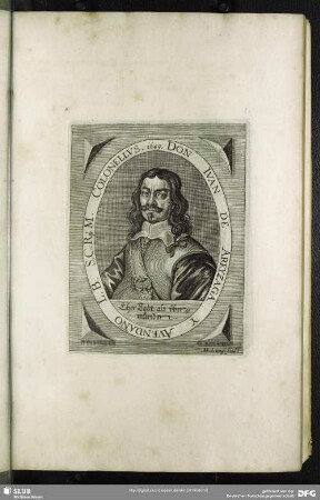 Don Ivan Areyzaga Y Avendaño L.B. S.C.Rq[ue] M. Colonellus. 1649.