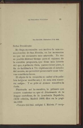 [Carta de Ernesto Quesada: La palabra "Valija"]