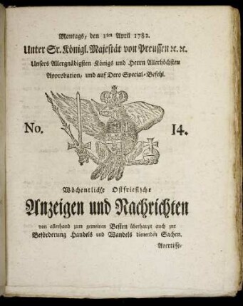 No. 14. Montags, den 1ten April 1782