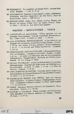 Waffen – Miniaturen – Varia (Nr. 291-322)