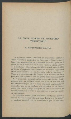 La zona norte de nuestro territorio : Su importancia militar