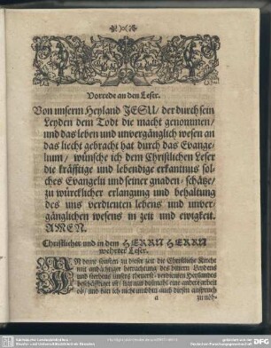 Vorrede an den Leser