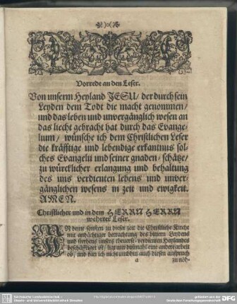 Vorrede an den Leser