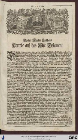 Doctor Martin Luthers Vorrede auf das Alte Testament.