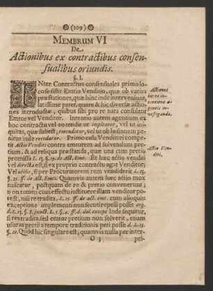 Membrum VI. De Actionibus ex contractibus consensualibus oriundis.