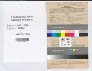 Entnazifizierung Paul Lentzen, geb. 18.04.1903 (Bankangest.)
