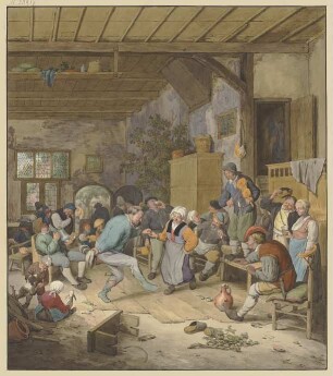 Tanzende Bauern in der Schenke