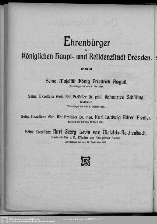 Ehrenbürger der königlichen Haupt- und Residenzstadt Dresden